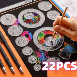 22pcs Professional Designer Ruler Set - Create Stunning Spiral Diagrams with Transparent Magic Templates and Precise Measurements - Perfect for Architects, Designers, and Crafters
