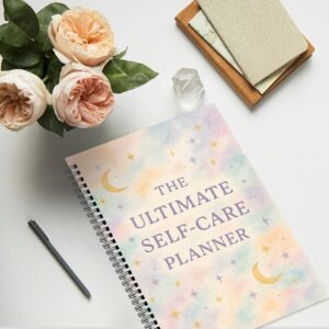 Alternative view of 1 Self-Care & Stress Management Guide with a dreamy starry sky watercolor background. Suitable for use in stress management, self-care guide, sleep & relaxation, healthy coping skills, nightmare protocol, and other scenarios. 70 pages