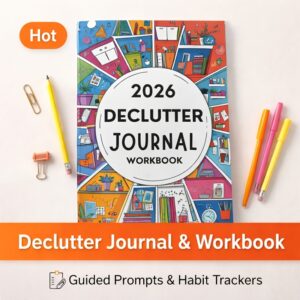 Decluttering & Organizing Planner - Annual/Monthly Schedule with Habit Tracker, to-Do Lists & to-Buy/Donation Logs - Space-Saving Product Suitable for Home, Office, Students - Yearly Planning Book & Record Journal
