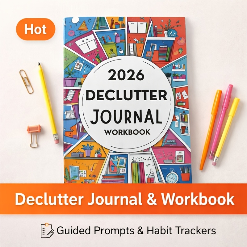 Decluttering & Organizing Planner - Annual/Monthly Schedule with Habit Tracker, to-Do Lists & to-Buy/Donation Logs - Space-Saving Product Suitable for Home, Office, Students - Yearly Planning Book & Record Journal