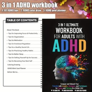 Alternative view of 3-in-1 Family Planner & Life Management Handbook: Ultimate ADHD Productivity Workbook with 101 Tips for Adults - Color-Coding, Goal Planning, Organization & Time Management Tools for Finance, Housekeeping, Fitness, Travel, Garden