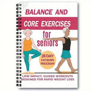 1pc 35-Page A5 Yoga Plan Book | Balance and Core Exercises for Seniors - 28 Day Fat Burn Program, Low-Impact Guided Workouts for Rapid Weight Loss, Spiral-Bound Exercise Book with Cartoon Illustrations of Senior, Paper