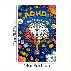 Alternative view of ADHD Workbook: 300-Page ADHD Mega Bundle, Adult ADHD Habit Improvement, Relax Coloring and Practical Goal Planning, Ultimate Guide Set, ADHD Journal, Colorful Brain Design, Detailed Goal Setting