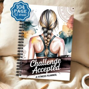1pc Challenge Accepted Weight Loss Plan & Fitness Journal | Daily Workout Schedule, Goal Tracker & Progress Organizer for Home Use, Outdoor Walking, Body Toning, Diet Monitor & Goal-Setting Plan, Paper Material, Spiral Bound