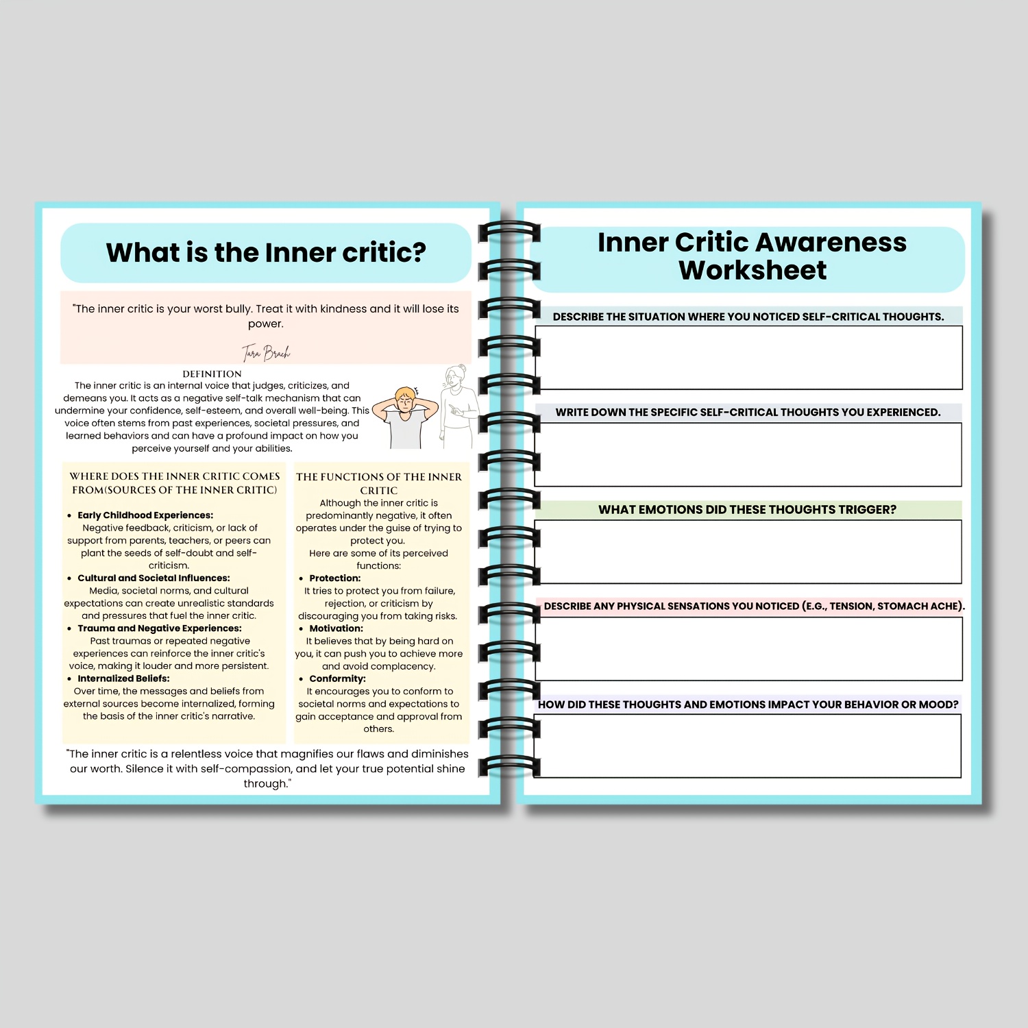 Healing the Inner Critic Workbook: Self-Compassion Journal for Emotional Healing, Overcoming Negative Self-Talk & Building Self-Esteem - Guided Exercises, Prompts & Reflections Suitable for, Personal Growth & Daily Use - Image 3