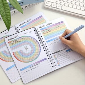 A5 Habit Notebook With Black PVC Cover Daily Habit Plan Check-in Planner Boost Productivity 96 Pages Undated Daily Weekly Monthly Planning For Student Effective Goal Setting And Achievement Journal